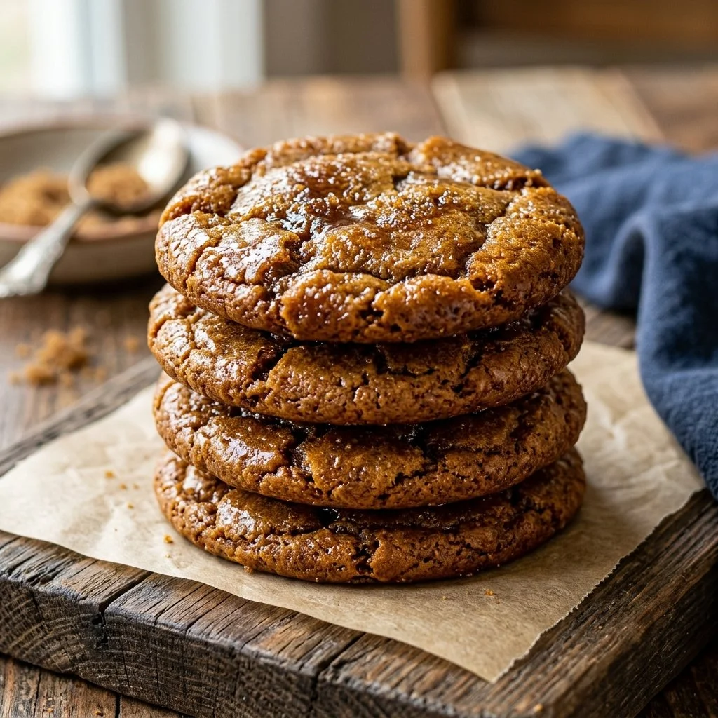 Freshly baked brown sugar cookies on a cooling rack