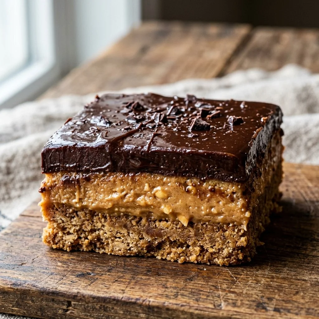 Delicious homemade chocolate peanut butter bars with a rich, creamy texture