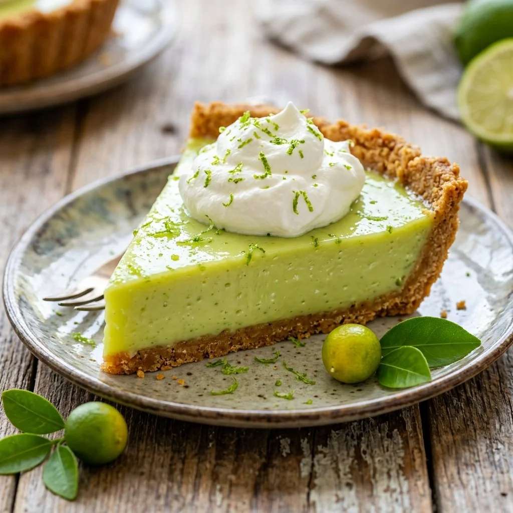 Slice of homemade Key Lime Pie on a plate