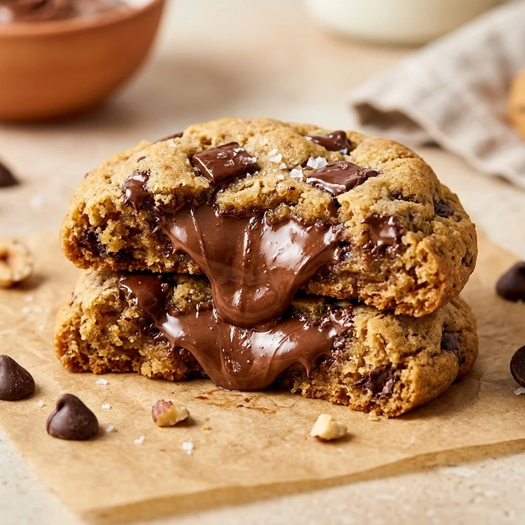 Delicious Nutella stuffed cookies fresh out of the oven