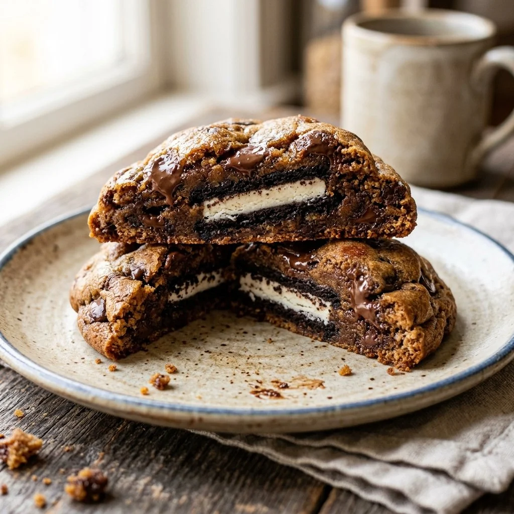 Delicious Oreo stuffed cookies on a plate ready to be enjoyed